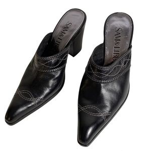 Sam & Libby Markesse cowgirl black leather mules slide on size 7.5